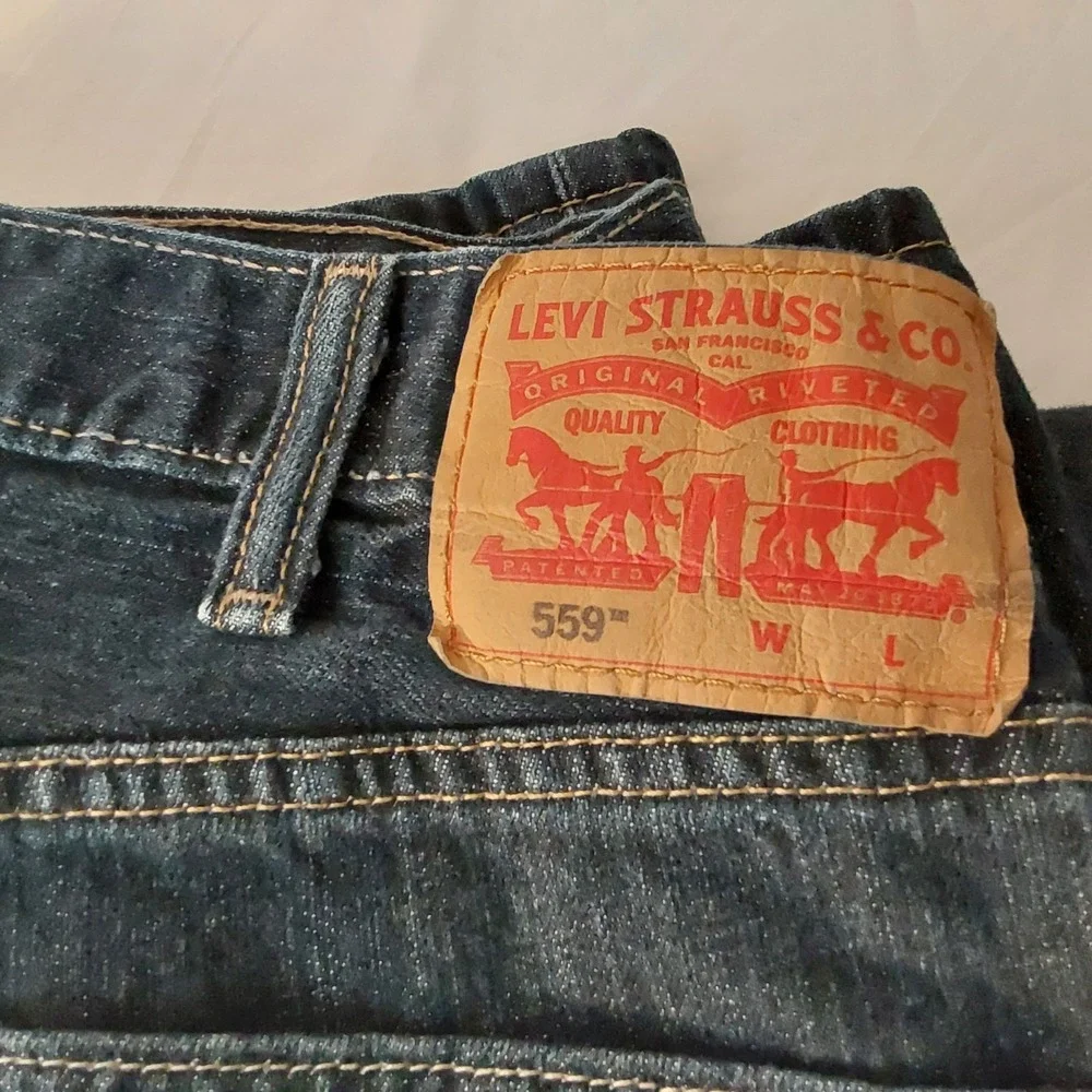 Levis 559 Relaxed Straight Blue Denim Jeans Mens 42 x 34